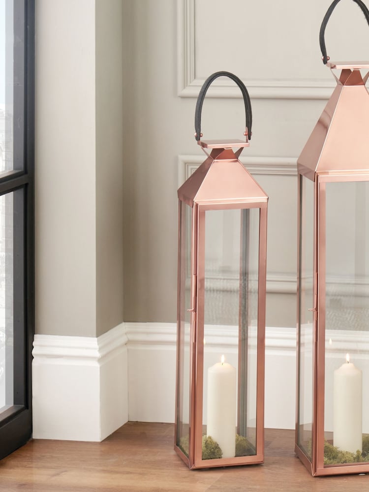 Pacific Lifestyle Copper Glass Large Lantern - Image 1 of 2