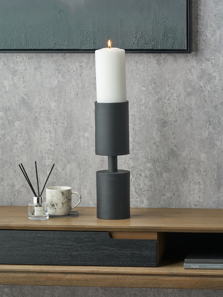 Pacific Lifestyle Black Metal Pillar Candle Large - Image 1 of 5