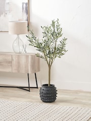 Pacific Lifestyle Black Fibrestone Decorative Ribbed Medium Vase - Image 1 of 5