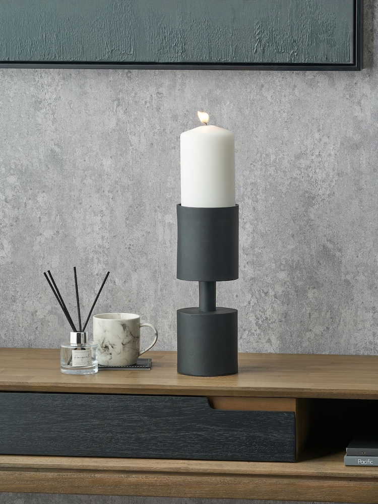 Pacific Lifestyle Black Metal Pillar Candle Small - Image 1 of 5