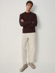 Brown Regular Fit Textured Crew Jumper - Image 3 of 4