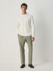 Ecru White Regular Fit Textured Crew Jumper - Image 3 of 5