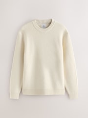 Ecru White Regular Fit Textured Crew Jumper - Image 6 of 8
