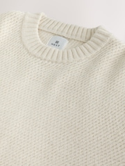 Ecru White Regular Fit Textured Crew Jumper - Image 8 of 8
