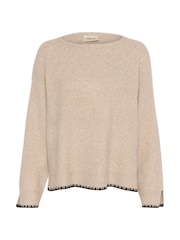 Cream Onie Round Neck Knit Brown Pullover Jumper - Image 5 of 6