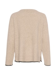 Cream Onie Round Neck Knit Brown Pullover Jumper - Image 6 of 6
