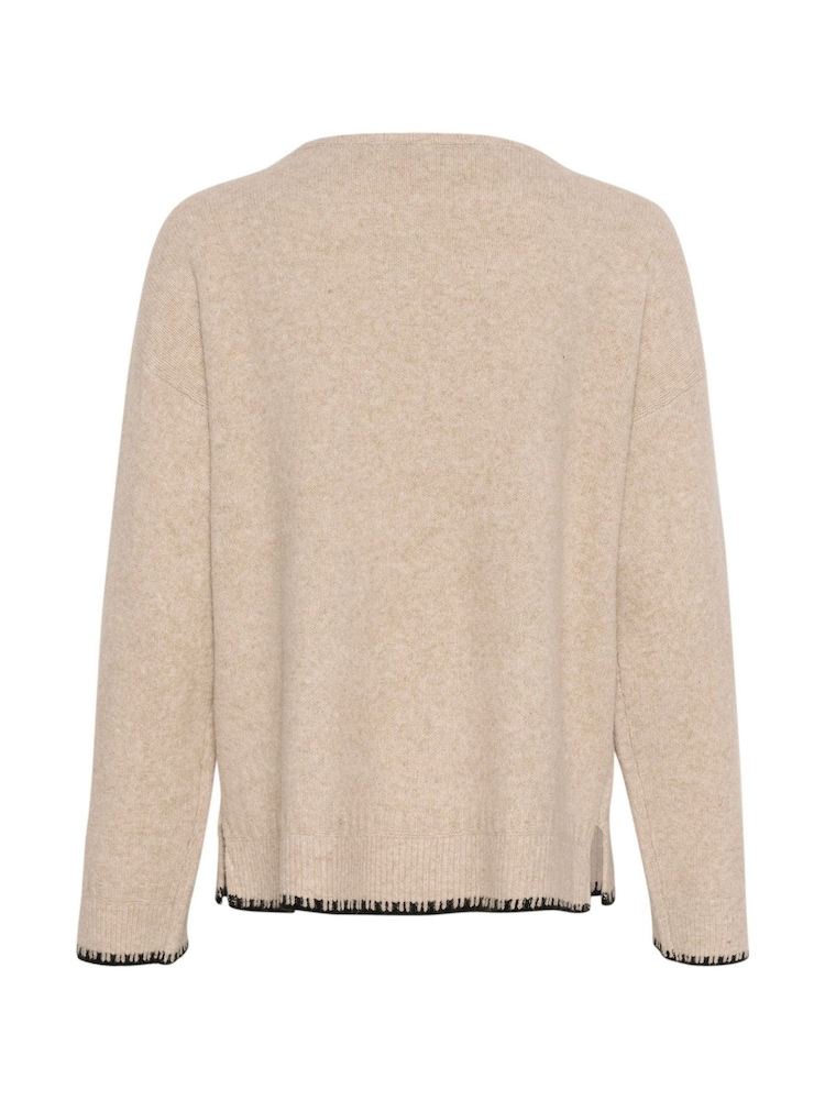 Cream Onie Round Neck Knit Brown Pullover Jumper - Image 6 of 6