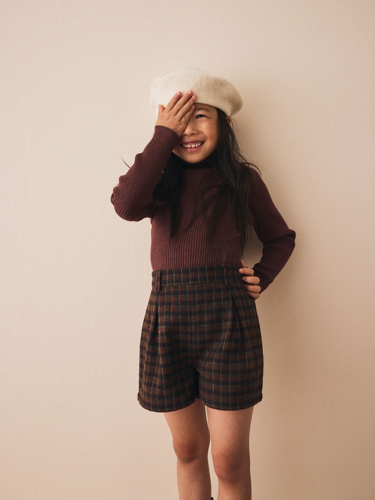 Brown Check Pleat Front Shorts (3-16yrs) - Image 2 of 8