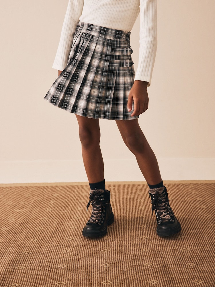 Black/White Check Pleated Skirt (3-16yrs) - Image 1 of 4