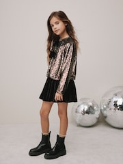 Black Velvet Paperbag Skirt (3-16yrs) - Image 2 of 4