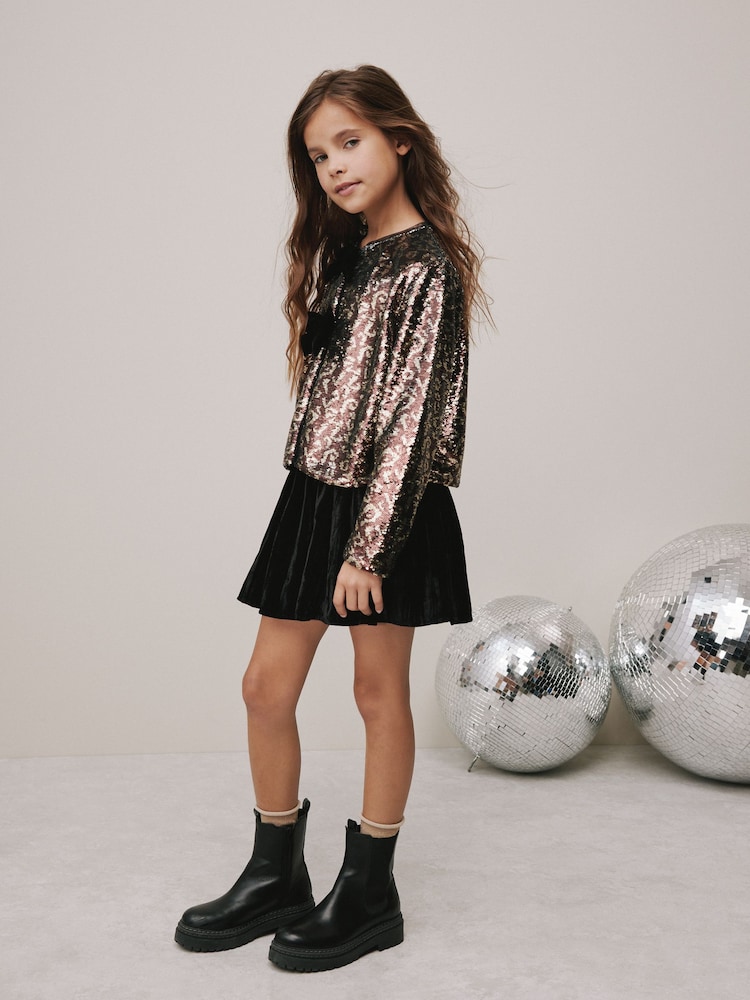 Black Velvet Paperbag Skirt (3-16yrs) - Image 2 of 4
