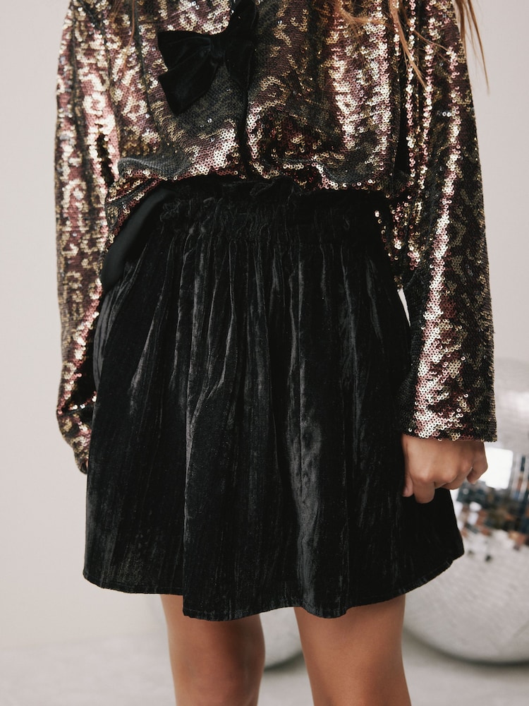 Black Velvet Paperbag Skirt (3-16yrs) - Image 4 of 4
