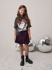 Plum Purple Velvet Paperbag Skirt (3-16yrs) - Image 2 of 4