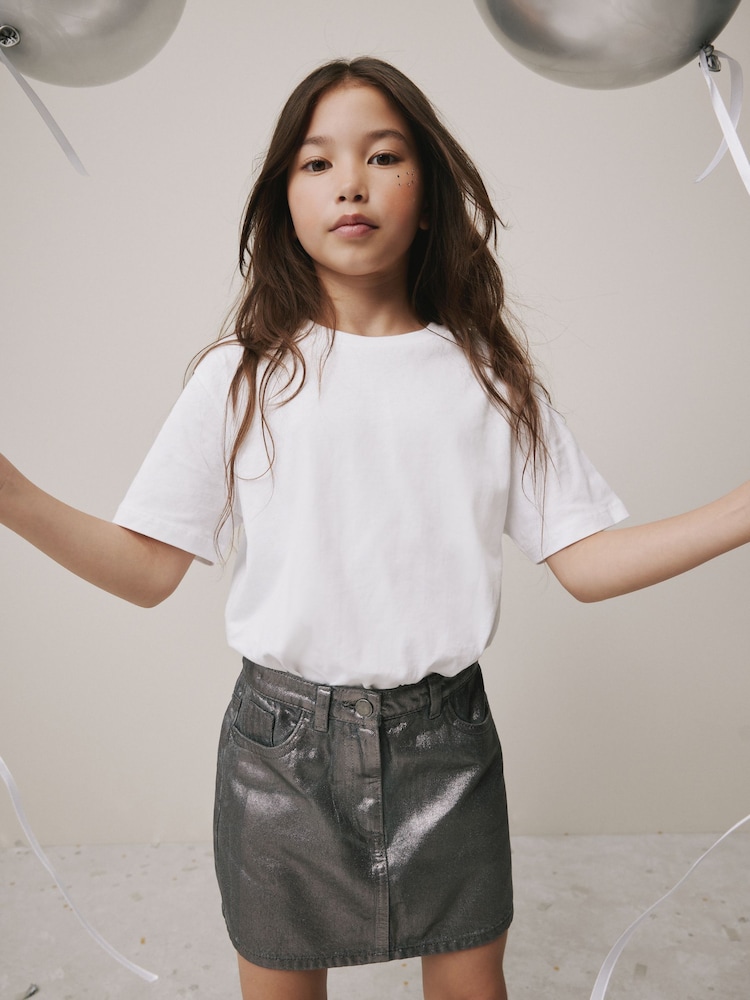 Charcoal Grey Foil Printed Mini Skirt (3-16yrs) - Image 1 of 8