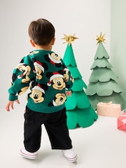Green Christmas Mickey Mouse Crew Sweatshirt (3mths-8yrs) - Image 4 of 4