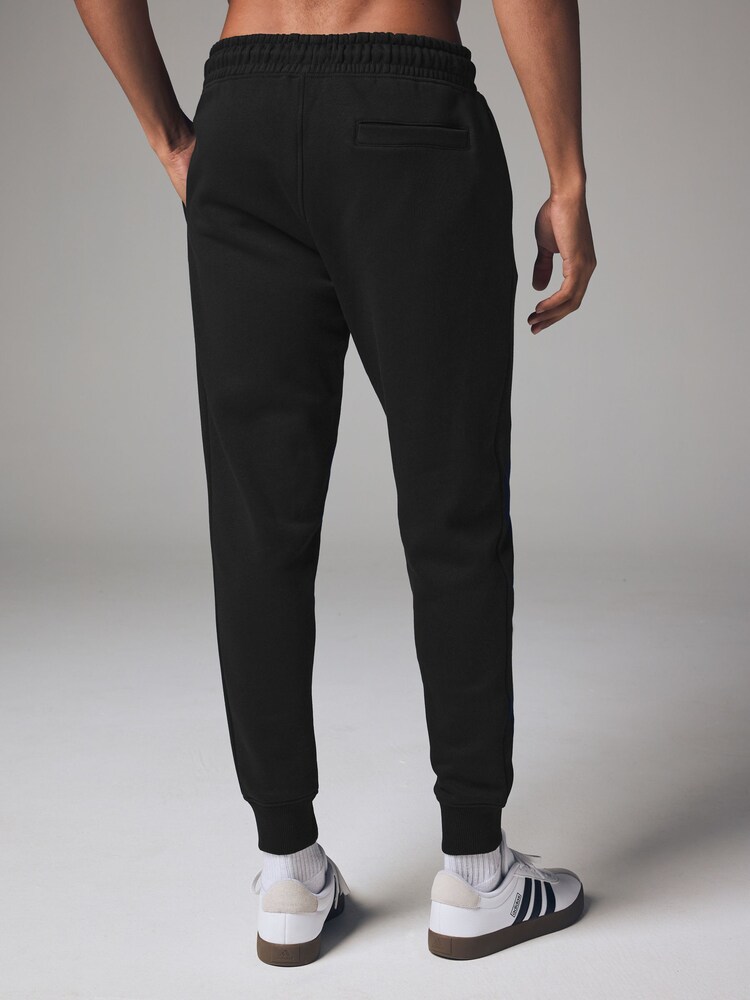 Black Slim Fit Cotton Rich Jersey Joggers with Zip Pocket - Image 2 of 6 Black Slim Fit Cotton Rich Jersey Joggers with Zip Pocket - Image 2 of 6