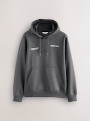 Charcoal Grey/Khaki Green Cotton Rich Graphic Print Hoodie 2 Pack - Image 2 of 16