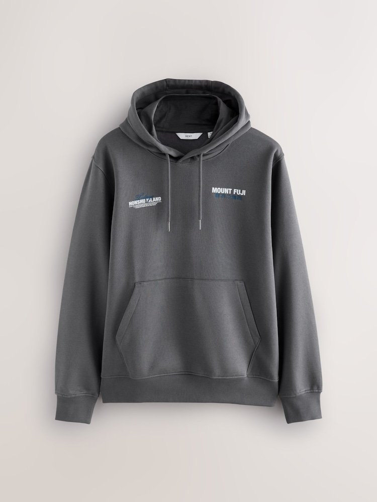 Charcoal Grey/Khaki Green Cotton Rich Graphic Print Hoodie 2 Pack - Image 2 of 16