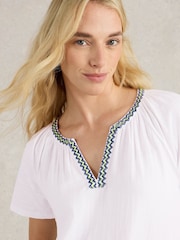White Stuff White Lucia Embroidered Top - Image 3 of 6