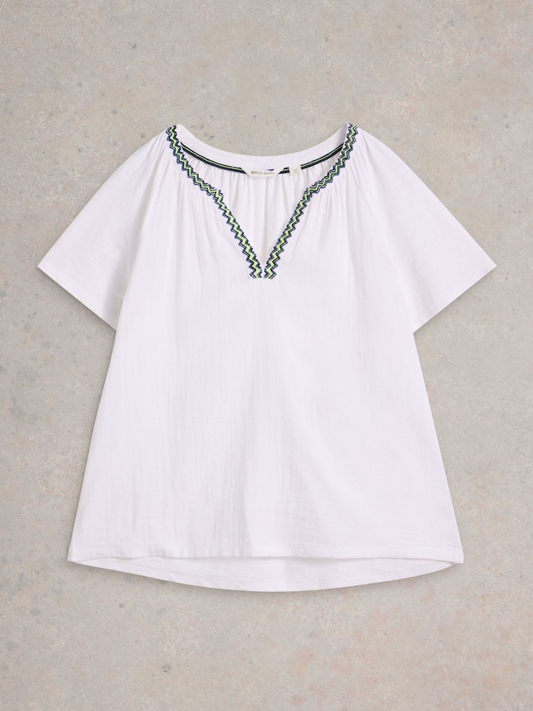 White Stuff White Lucia Embroidered Top - Image 6 of 6