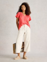 White Stuff Red Luella Embroidered Top - Image 1 of 6