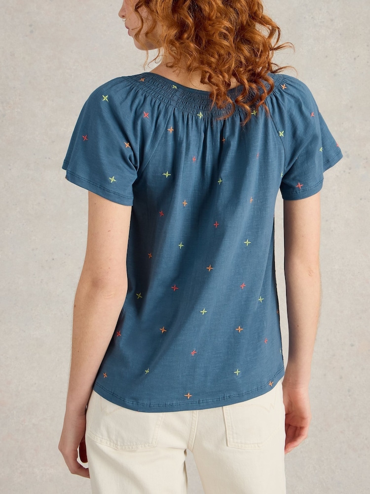White Stuff Blue Luella Embroidered Top - Image 2 of 6