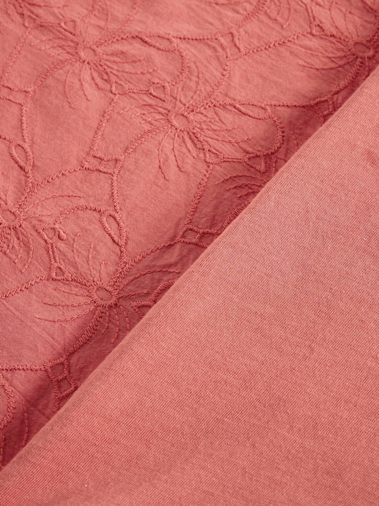 White Stuff Pink 100% Organic Cotton Betty Broderie T-Shirt - Image 6 of 6