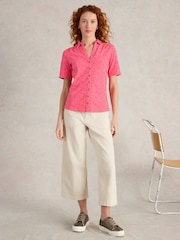 White Stuff Pink Annie Broderie Shirt - Image 1 of 6