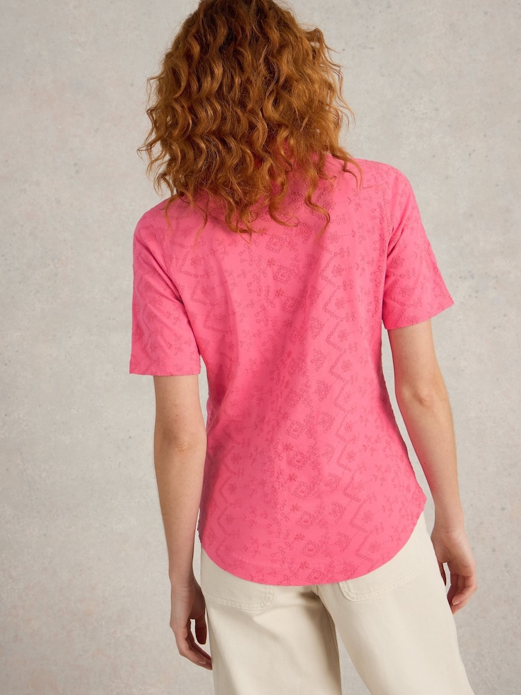 White Stuff Pink Annie Broderie Shirt - Image 2 of 6