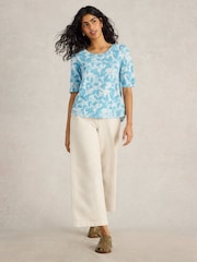 White Stuff Blue 100% Organic Cotton Weaver Jersey T-Shirt - Image 1 of 6