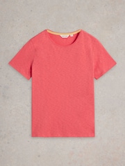 White Stuff Pink Abbie 100% Cotton T-Shirt - Image 5 of 6
