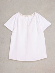 Top de algodón 100% con muesca en el cuello Luella de White Stuff - Imagen 5 de 6