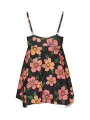 Yours Curve Black Floral Hanky Hem Swimdress - Image 7 of 7