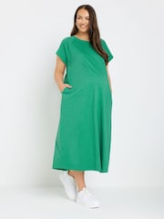 Yours Curve Green Maternity 100% Cotton Midi Swing Dress - Image 1 of 4