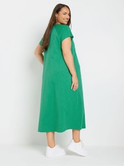 Yours Curve Green Maternity 100% Cotton Midi Swing Dress - Image 3 of 4