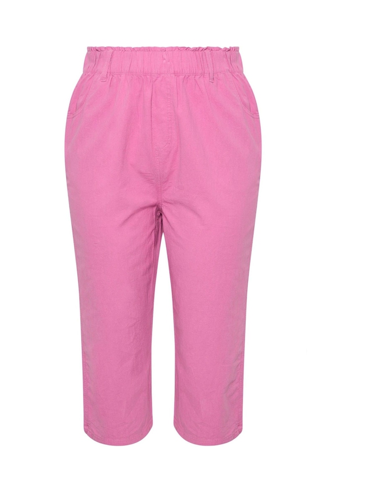Yours Curve Pink Cool 100% Cotton Crop Trousers - Image 5 of 5