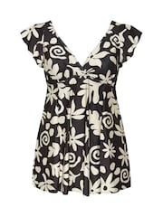 Yours Curve Black Floral Angel Swimdress - Image 6 of 7