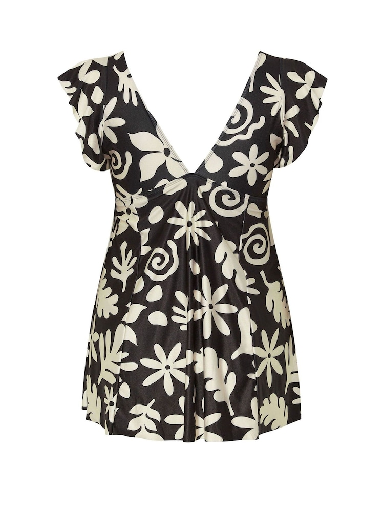 Yours Curve Black Floral Angel Swimdress - Image 7 of 7