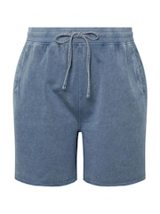 Yours Curve Blue Acid Wash Sweat 100% Cotton Shorts - Image 2 of 6
