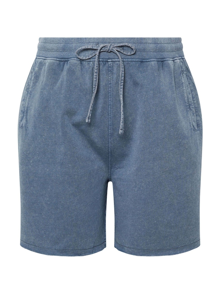 Yours Curve Blue Acid Wash Sweat 100% Cotton Shorts - Image 2 of 6