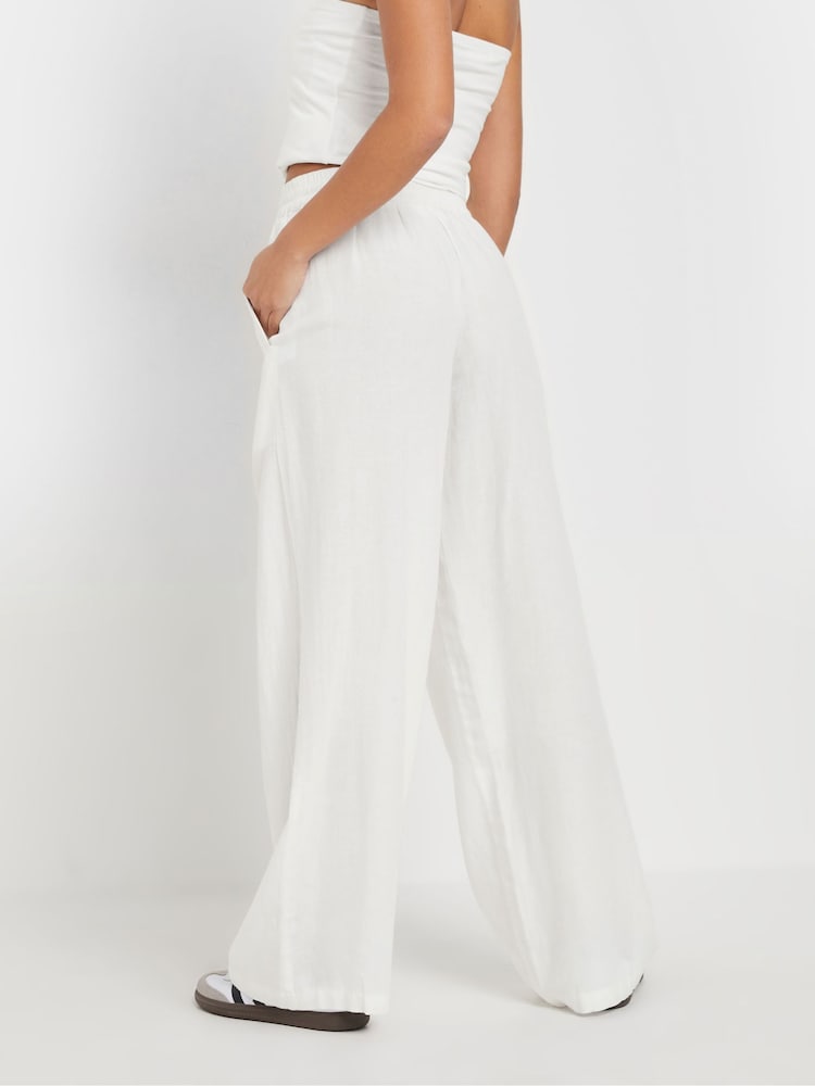 PixieGirl Petite White Wide Leg Trousers - Image 3 of 5