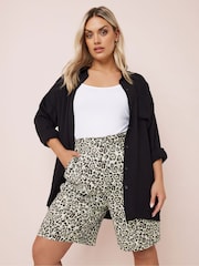 Yours Curve Animal Linen Bermuda Shorts - Image 1 of 5