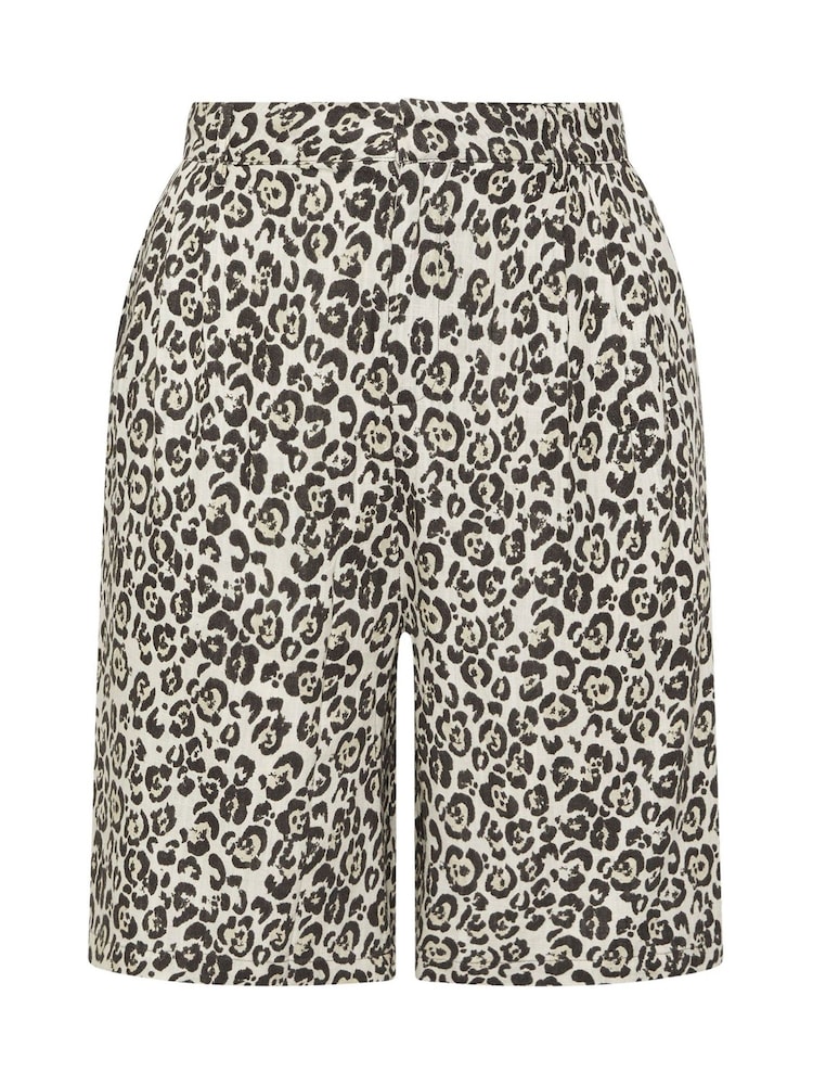 Yours Curve Animal Linen Bermuda Shorts - Image 5 of 5