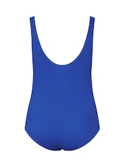 Yours Curve Blue Chrome Buckle Detail Texture Swimsuit - Image 6 of 6