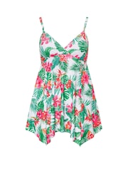 Yours Curve White Floral Hanky Hem Swimdress - Image 6 of 7