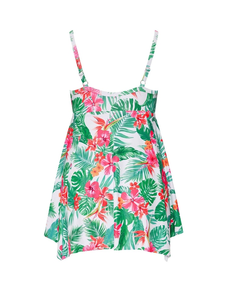 Yours Curve White Floral Hanky Hem Swimdress - Image 7 of 7