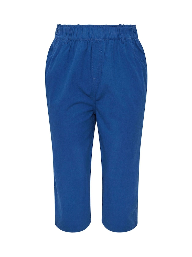Yours Curve Blue Cool 100% Cotton Crop Trousers - Image 5 of 5