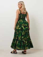 Yours Curve Black Shirred Strappy Maxi Dress - Image 5 of 5