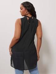 Yours Curve Black London High Low Layered Blouse - Image 2 of 6