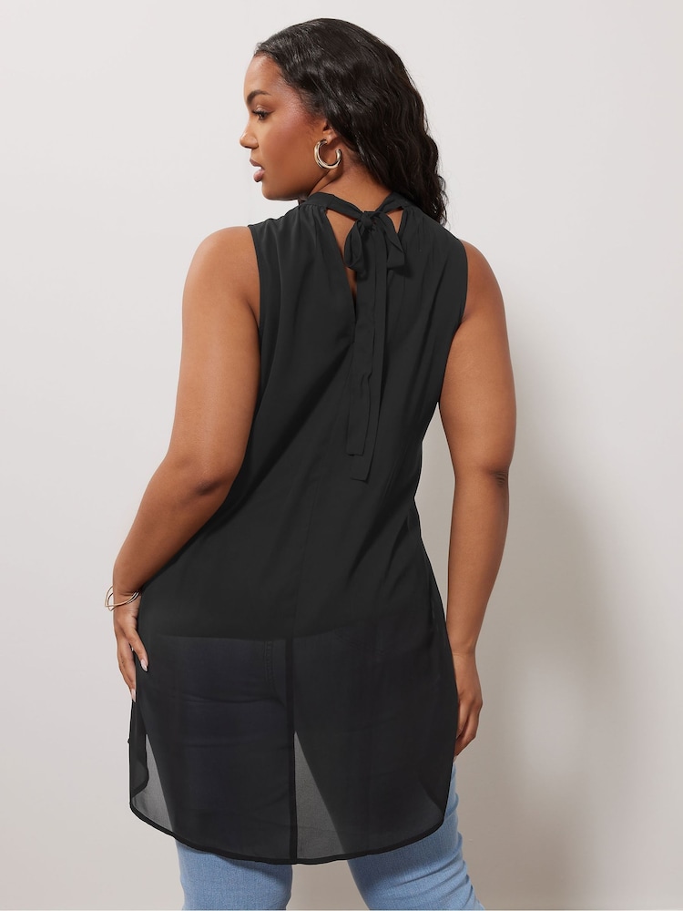 Yours Curve Black London High Low Layered Blouse - Image 2 of 6